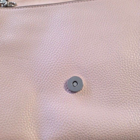 STEVE MADDEN Pink Pebble Leather Foldover Chain Strap Clutch Crossbody Bag - Picture 3 of 6